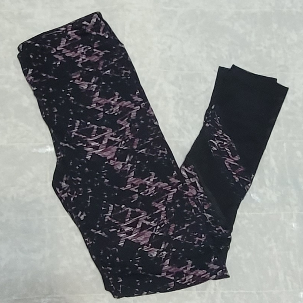 Sosho Pink Black Mesh Full Length Leggings